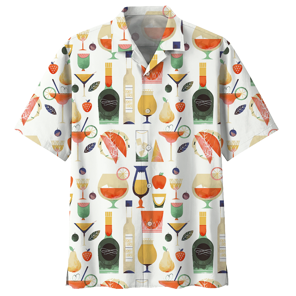 Cocktail White High Quality Unisex Hawaii Shirt For Men And Women Ha36733