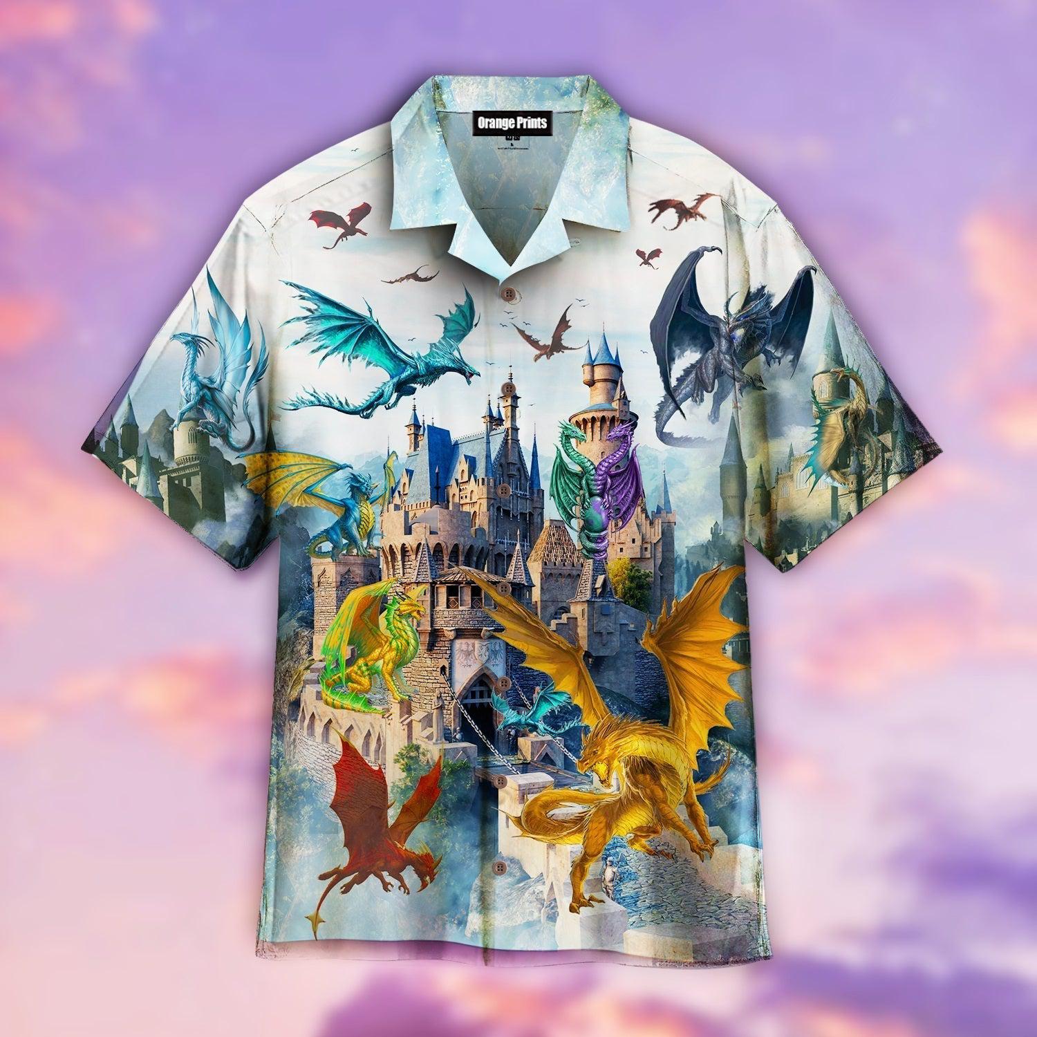 Amazing Dragons Fly In The Castle Hawaii Shirt For Men Women Ha30704