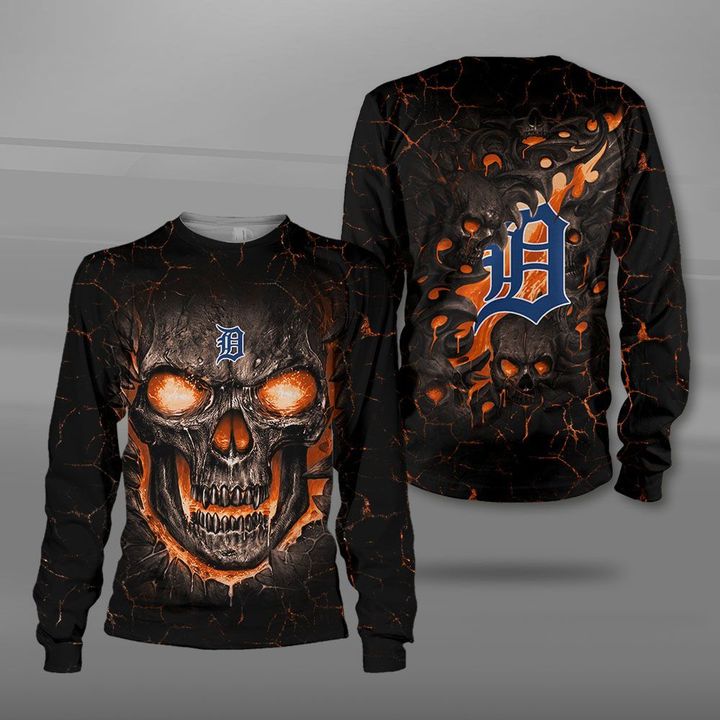 Detroit Tigers Lava Skull Gift For Fan 3D Full Printing Sweatshirt