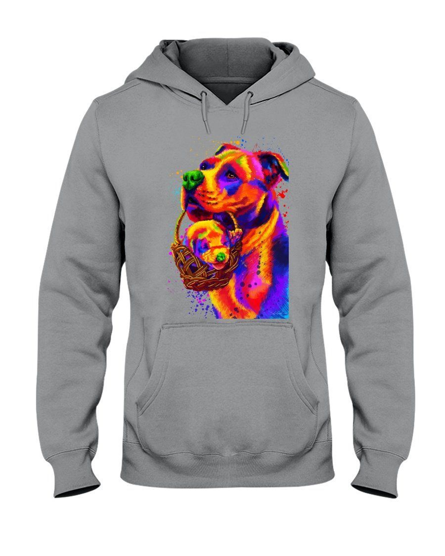 Pitbull Mother And Puppy Color Gifts For Dog Lovers Hoodie