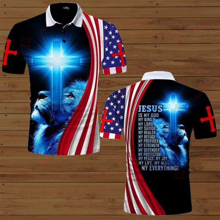 4Th July Lion Cross Jesus Is My Everything Polo Shirt #Kv