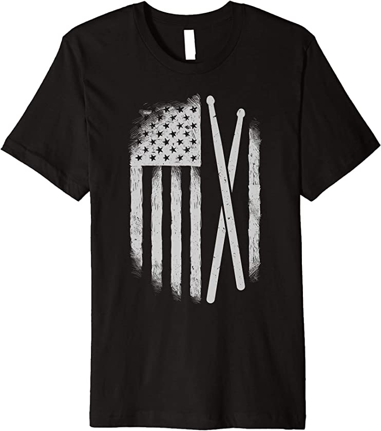 American Flag Drumsticks USA Drummers Vintage Drum Sticks Premium T-Shirt