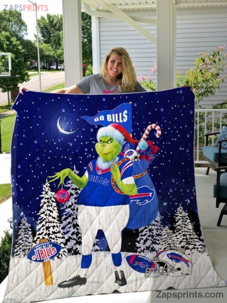 Buffalo Bills Grinch Santa Quilt Blanket