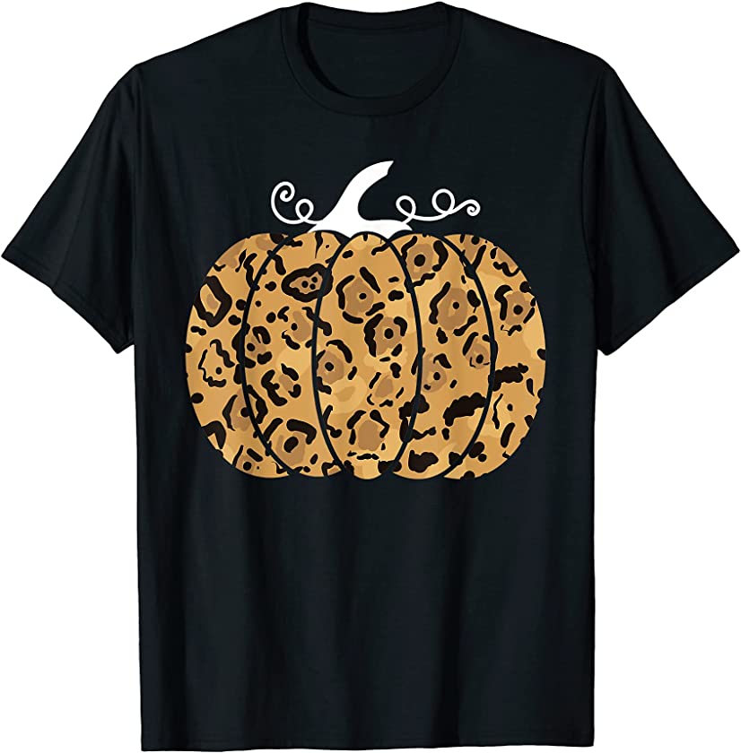 Trendy Leopard Pumpkin Animal Print Cute Fall Halloween T-Shirt