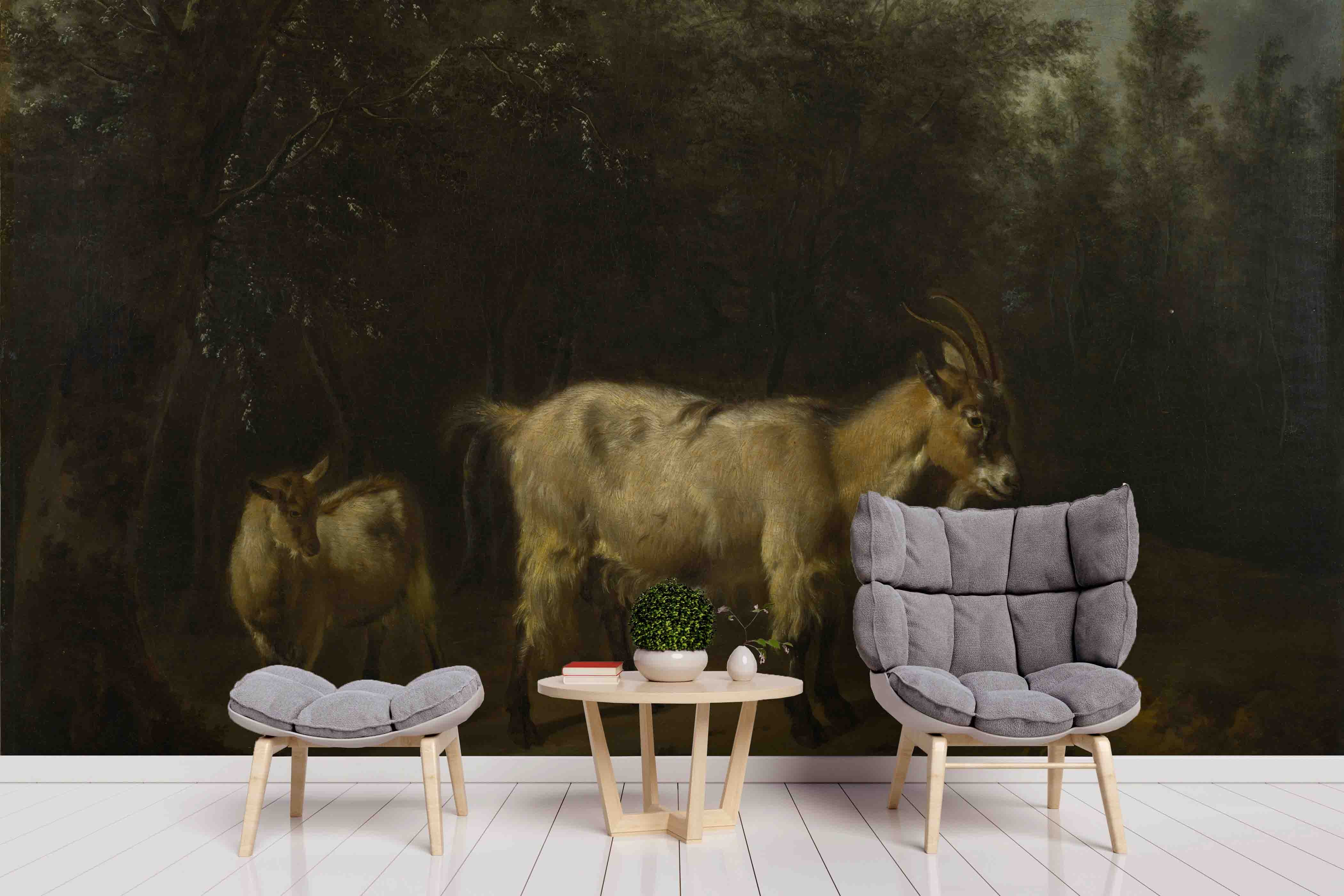 3D Realistic Forest Goat Animal Wall Mural Wallpaper Lxl 1611