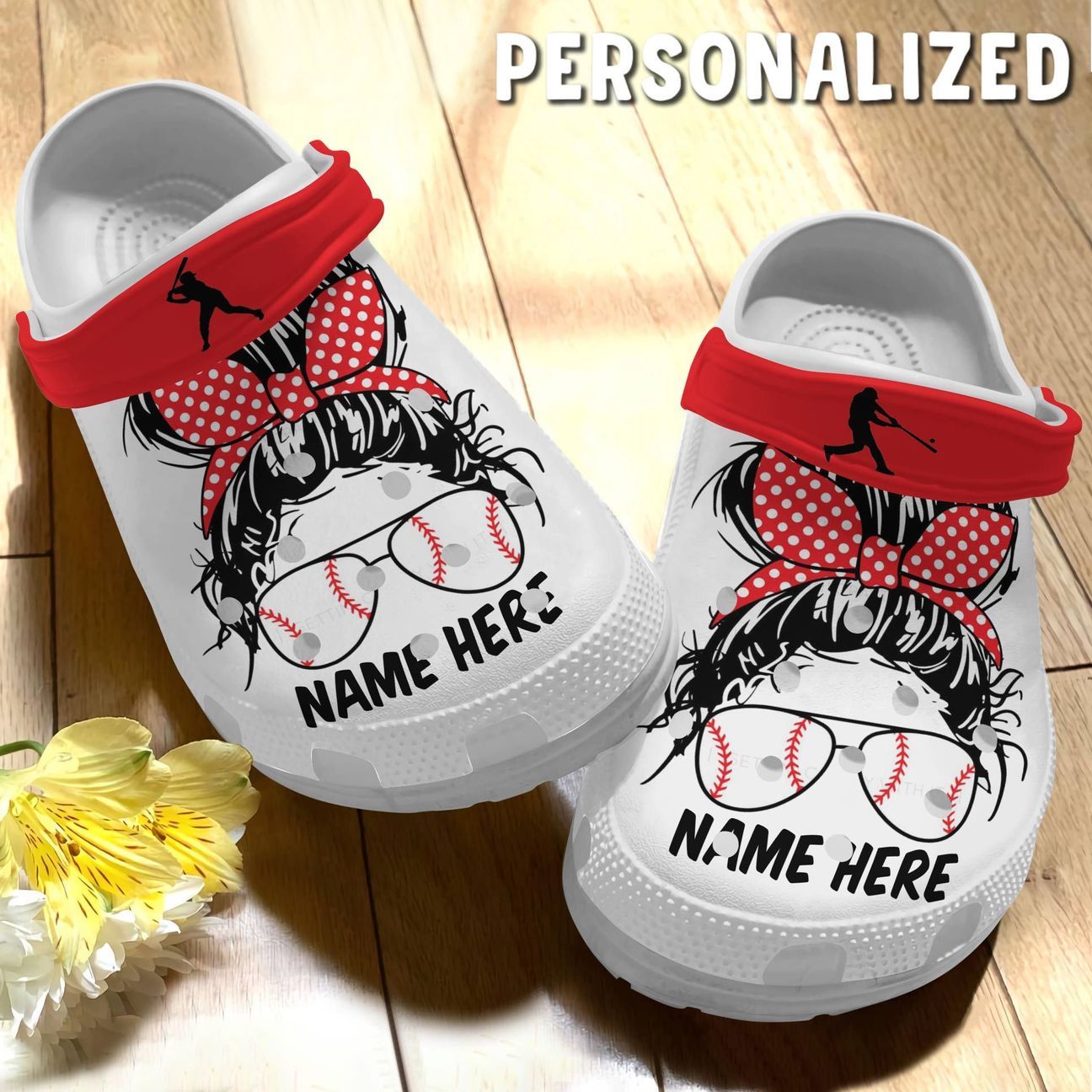 Baseball Personalized Clog, Custom Name, Text Baseball Girl, Fashion Style For Women, Men, Kid, Print 3D