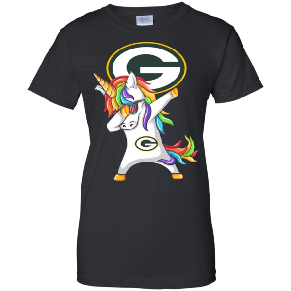 Top selling Unicorn Dabbing Green Bay Packers G200L Gildan Ladies’ 100% Cotton T-Shirt