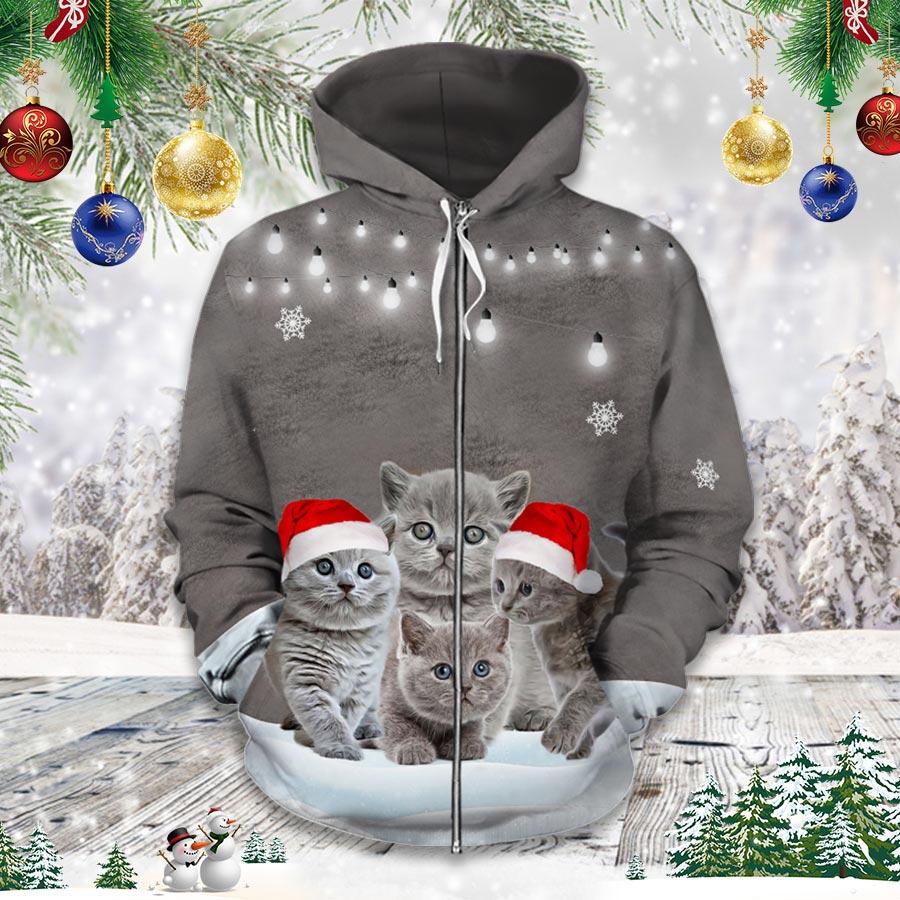 British Shorthair Kittens Cat Fur Christmas Cat Lover Cat Shirt Cat Fashion Hoodie