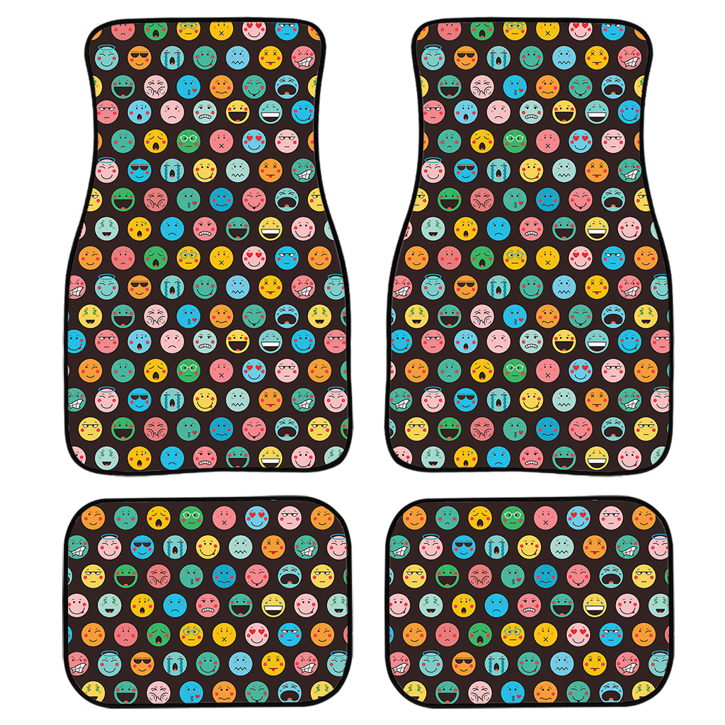 Colorful Emoji Faces Pattern Print Front And Back Car Floor Mats, Front Car Mat