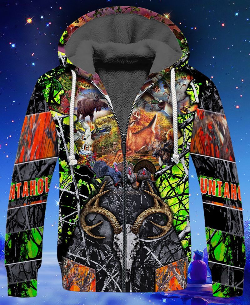 3D Full Print Animals Hunting Shirt 3D Fleece Zipper