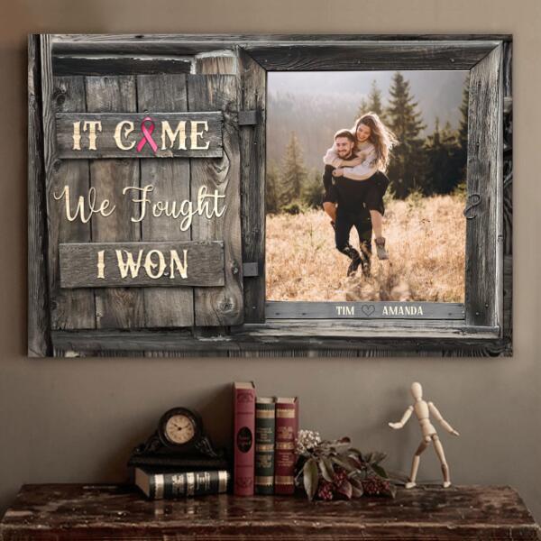 It Came We Fought I Won Pesonalized Upload Photo Canvas And Poster Breast Cancer Awareness Cvpt-00085-Ctha