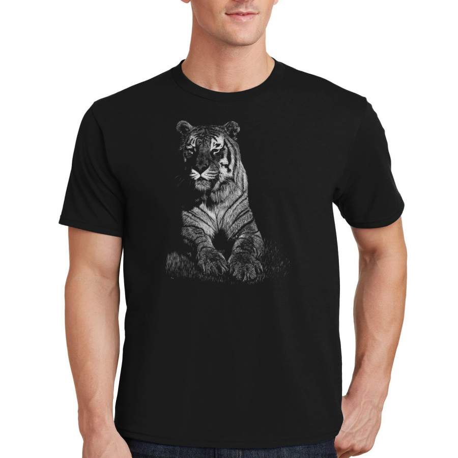 Tiger on Black – Adult Unisex T-Shirt