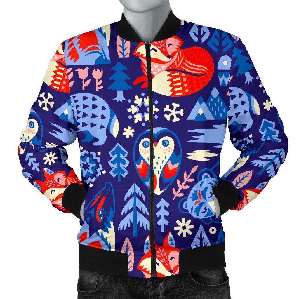 Swedish Animal Pattern Print Men Casual Bomber Jacket 3D All Over Print