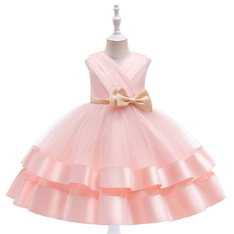 2022 New Pageant Party Dress for Girls Luxury Wedding Ceremony Kids Ball Gown Sleeveless Tulle Evening Frocks for Children alx