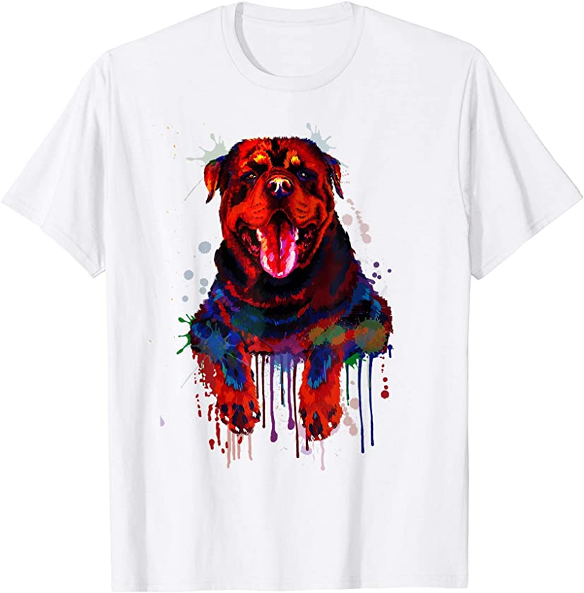 Colorful Rottweiler Hand Drawn Dog Puppy Owner Painting Gift T-Shirt