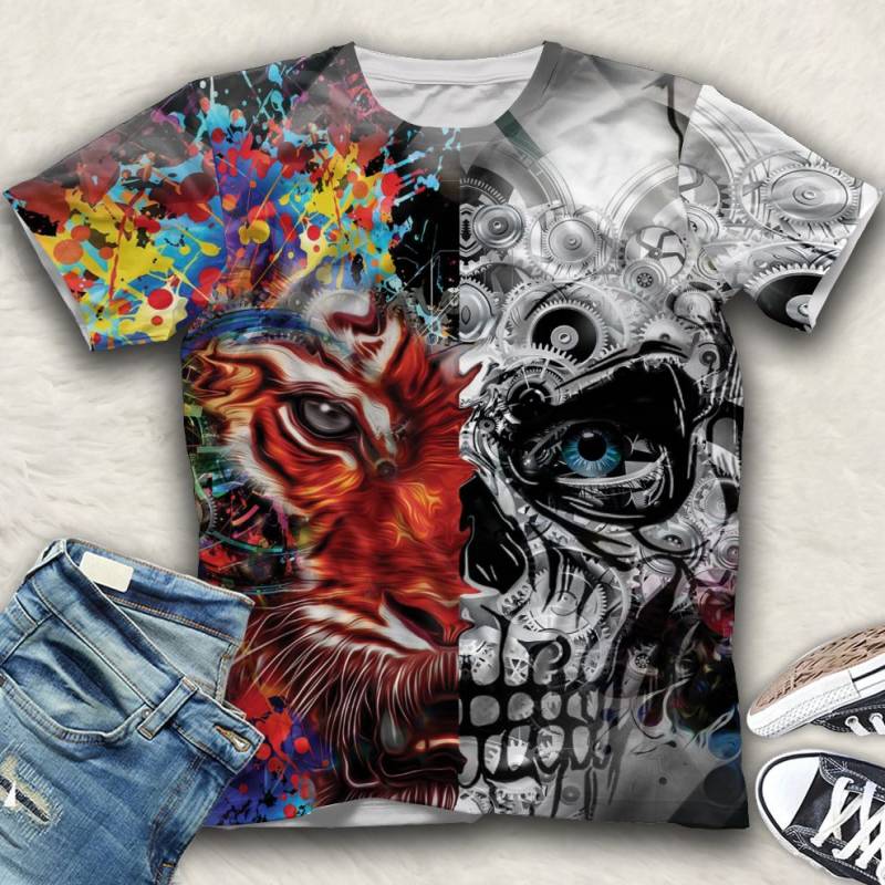 Awesome Tiger Skull G5622 – Unisex Tshirt 3D