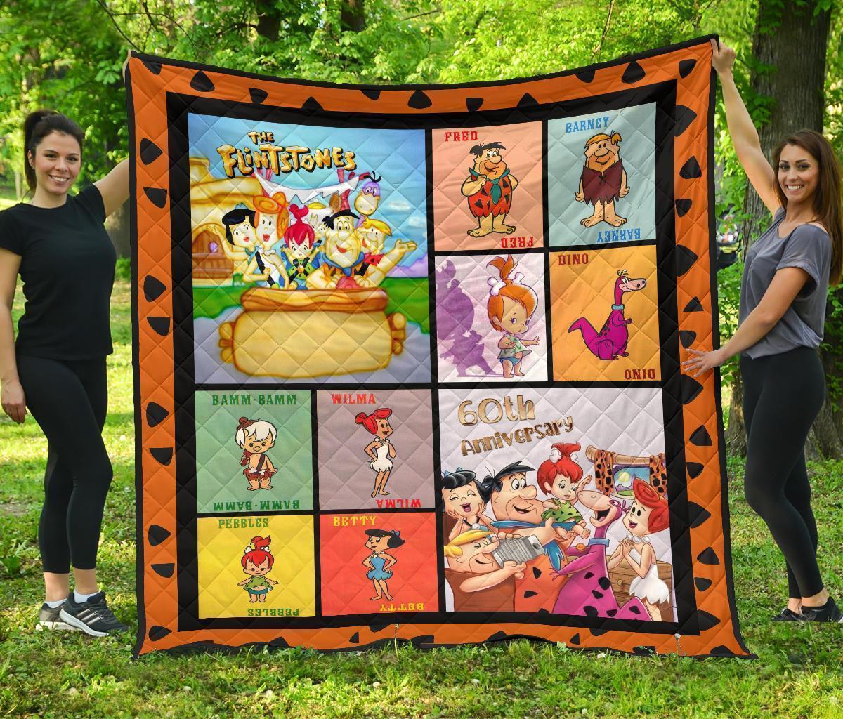 Flintstone 60th Anniversary Quilt Blanket Cartoon Fan Gift