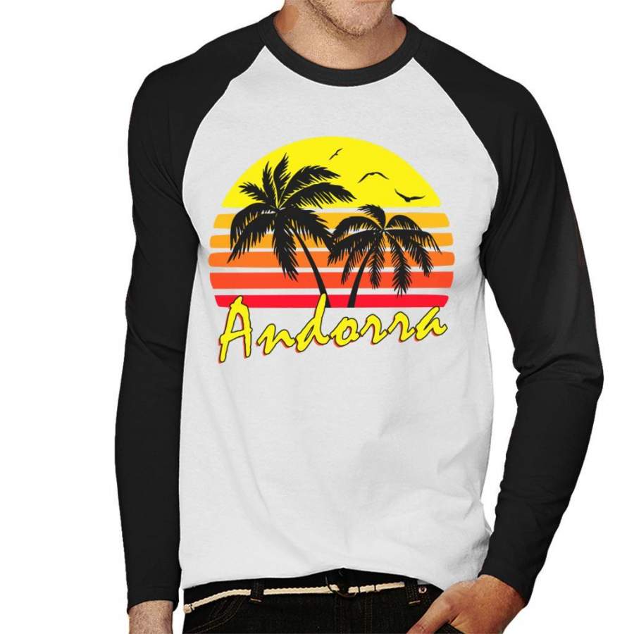 Andorra Vintage Sun Men’s Baseball Long Sleeved T-Shirt