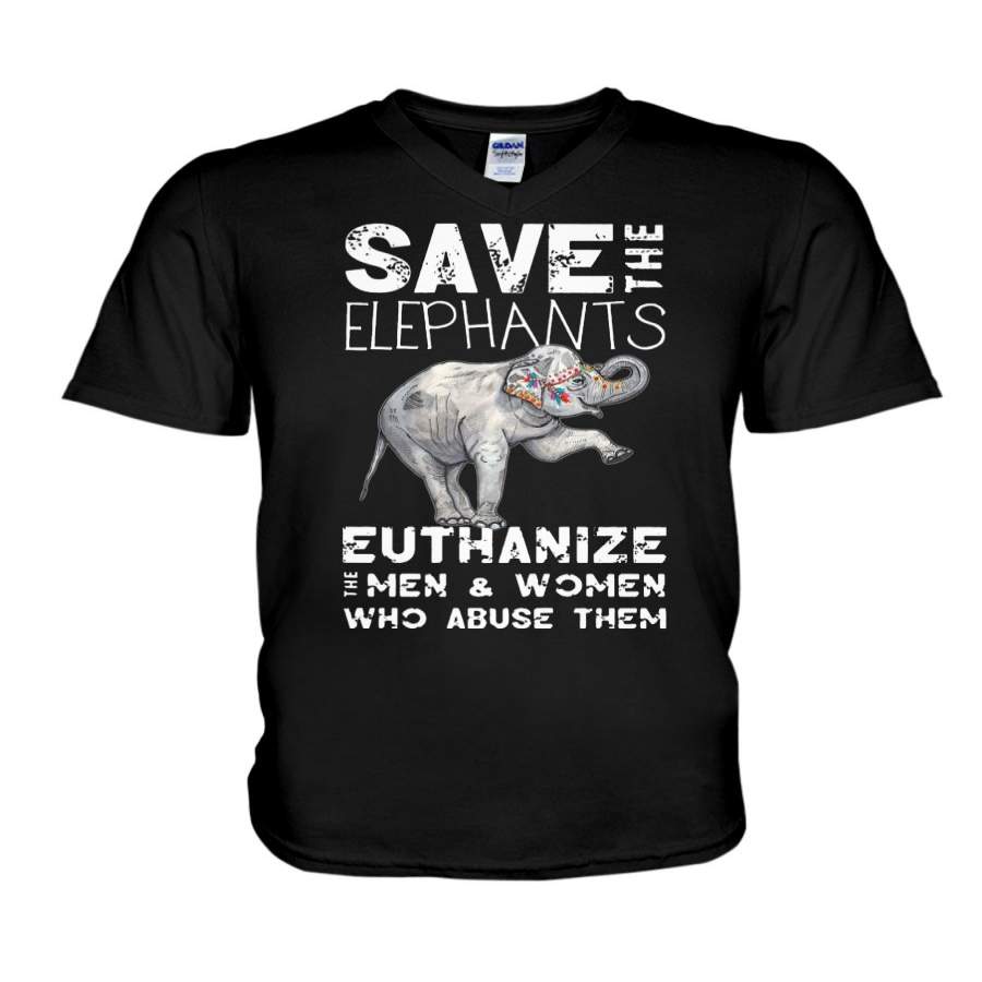 Save The Elephants- Euthanize Who Abuse Them Guys V-Neck