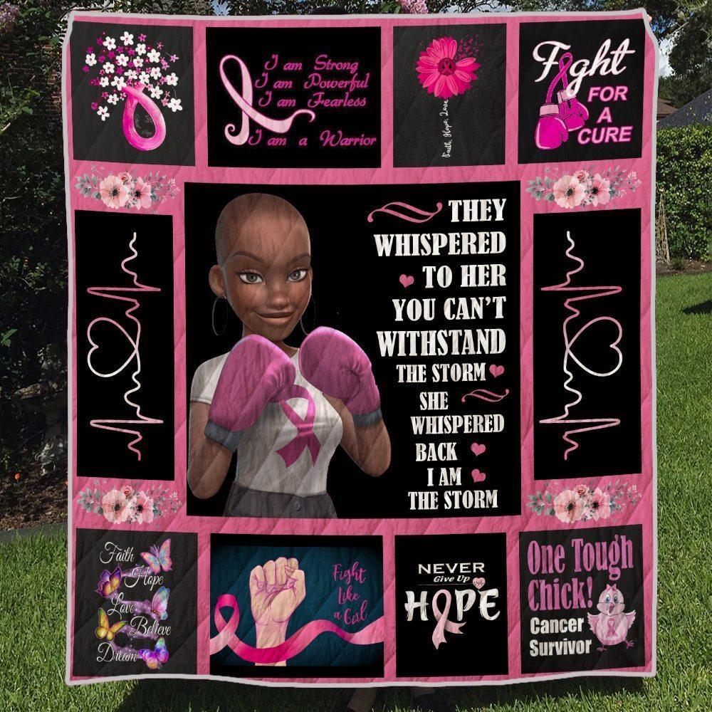 Breast Cancer Awareness Black Art Quilt Blanket Black Women Are Fighters