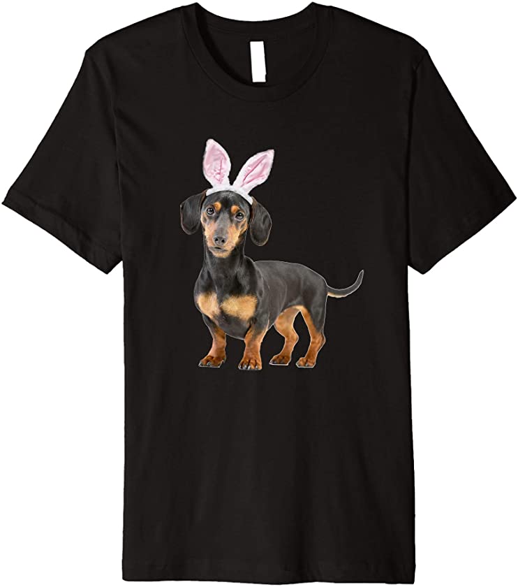 Dachshund Wearing Easter Bunny Ears Wiener Dog Premium T-Shirt