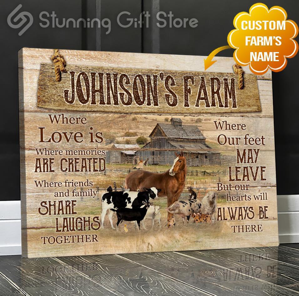 Stunning Gift Rustic Farm Animals Custom Canvas Farmhouse Hanging – Farm Is Where Love Is