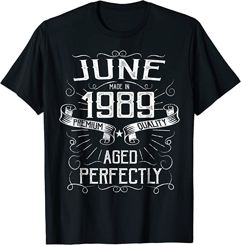 Vintage June Made in 1989 T-Shirt 29th Birthday Gift Tee