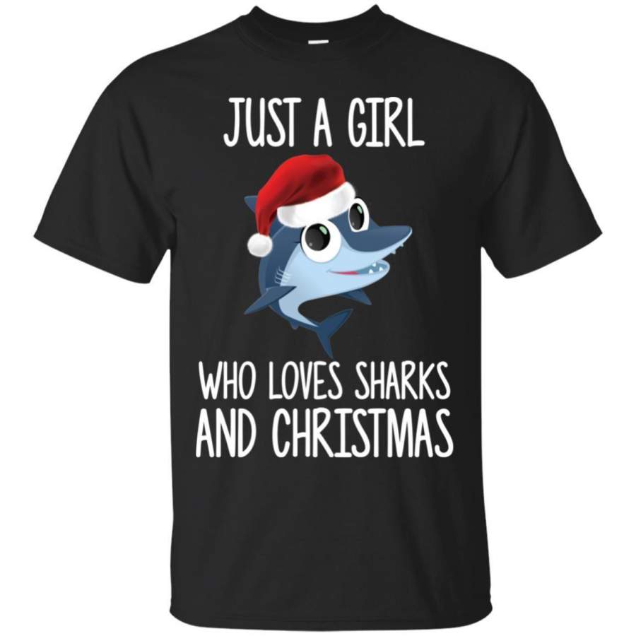 AGR Just a Girl Who Loves Sharks and Christmas Shirt