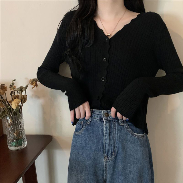 Biyaby 2022 Autumn Pink Cropped Cardigan Women All Match Single-Breasted Knit Crop Tops Woman Thin V Neck Sweater Cardigans Lady alx