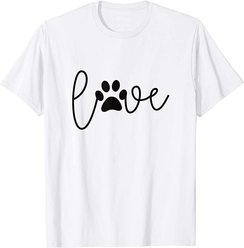 Puppy Dog Paw Print Love Cat Love Pet Love Hearts Paw T-Shirt