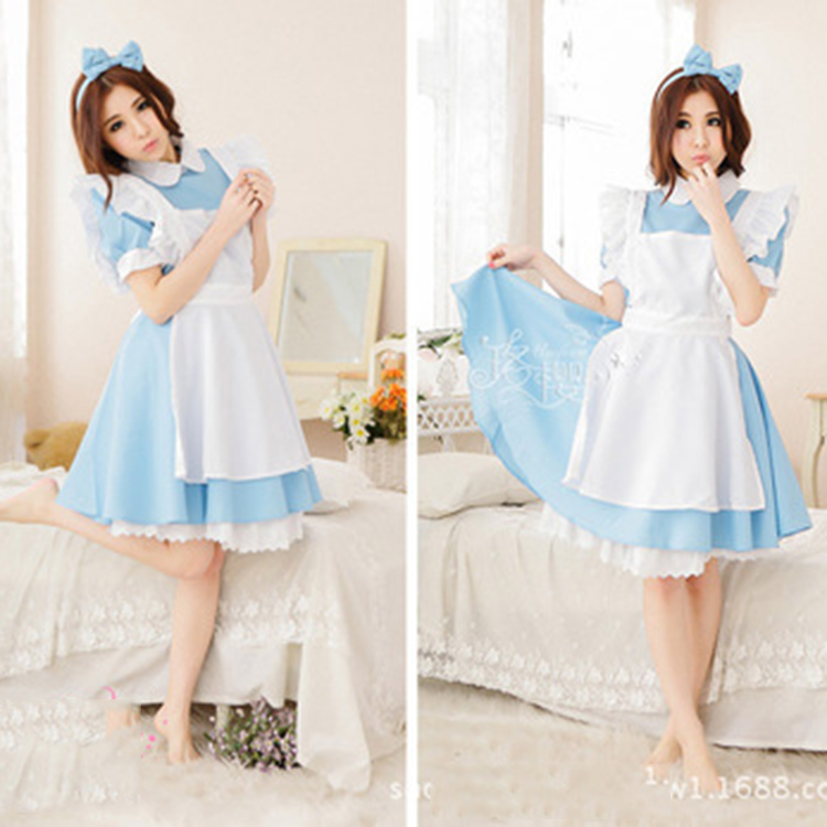 Top Sell Alice In Wonderland Cosplay Costume Lolita Dress Maid Apron Fantasia Carnival Halloween Costumes for Women alx