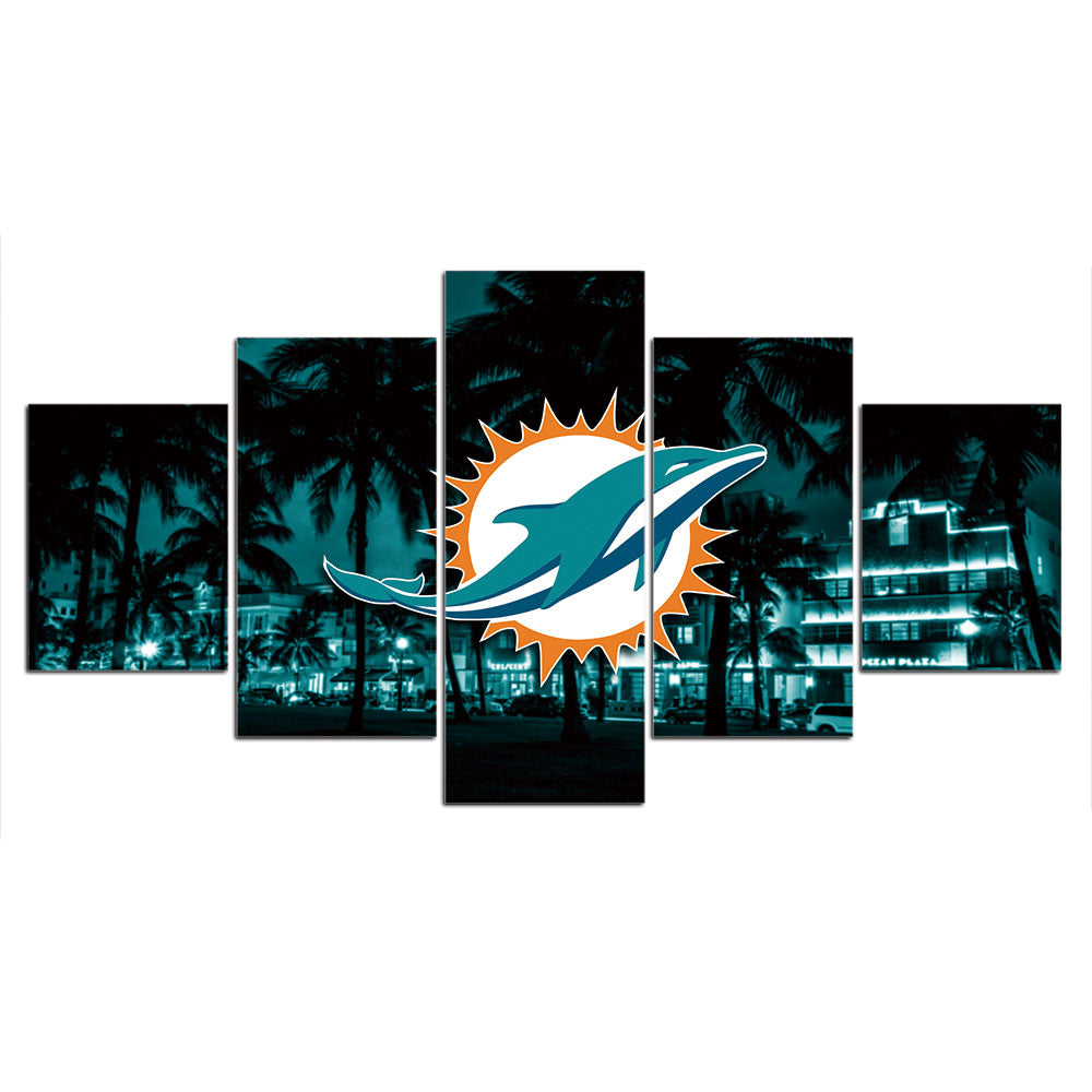 Miami Dolphins Wall Decor Night City Canvas Print