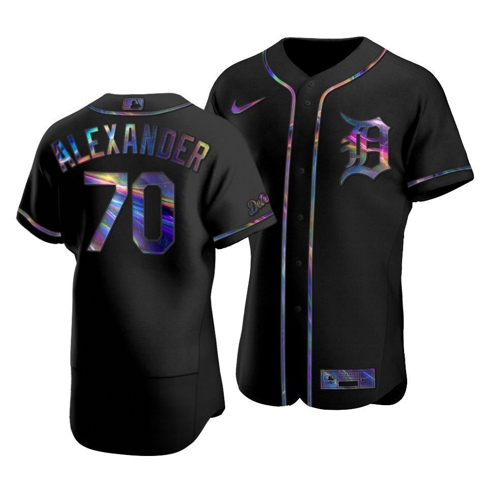 Detroit Tigers Tyler Alexander #70 Iridescent Logo Holographic Limited Jersey Black