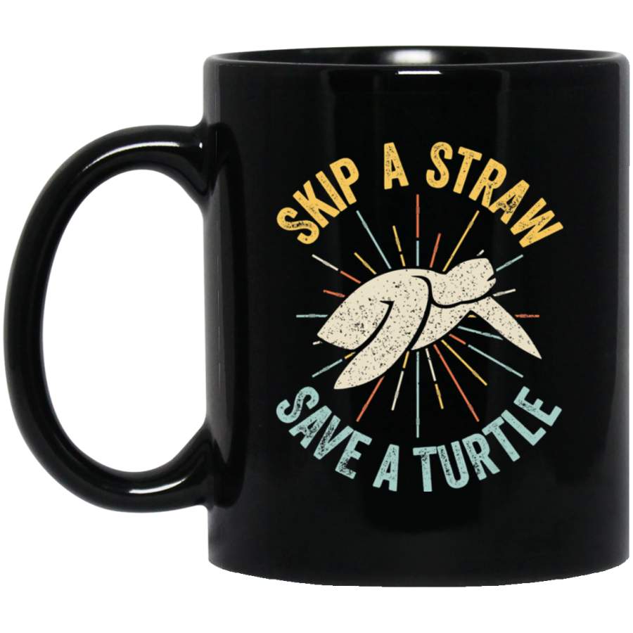 Skip a Straw Save a Turtle Vintage Retro Turtles Saving Tee Coffee Mug