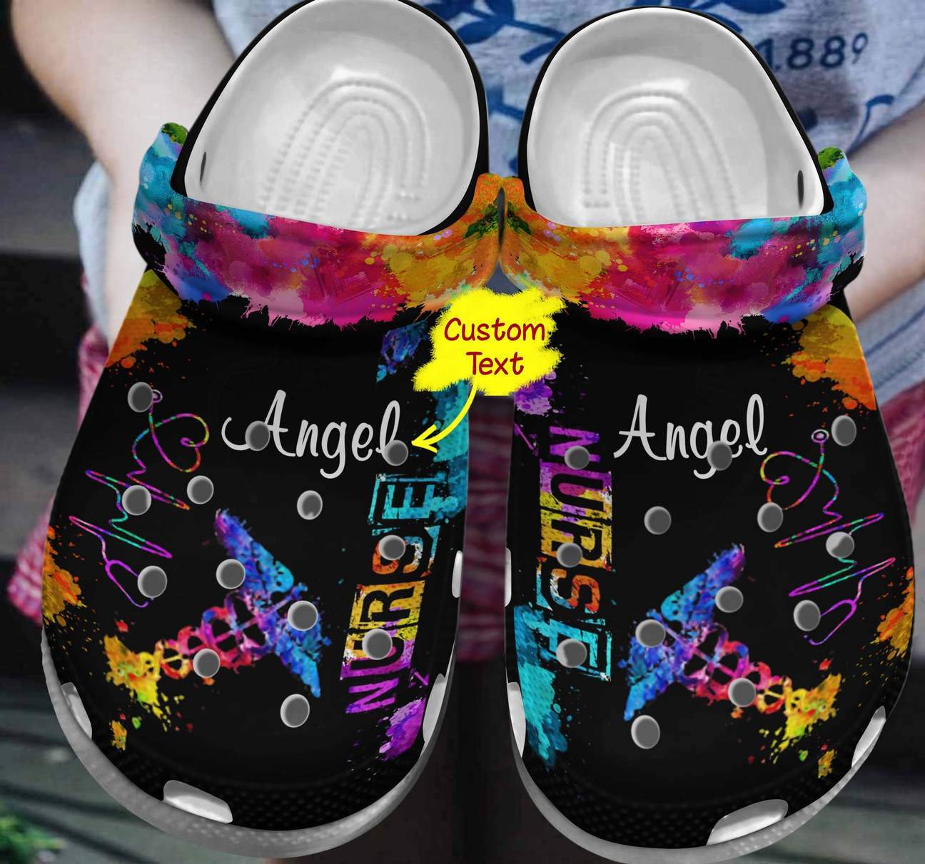 Nurse Personalized Clog, Custom Name, Text, Color, Number Fashion Style For Women, Men, Kid, Print 3D Colorful Theme