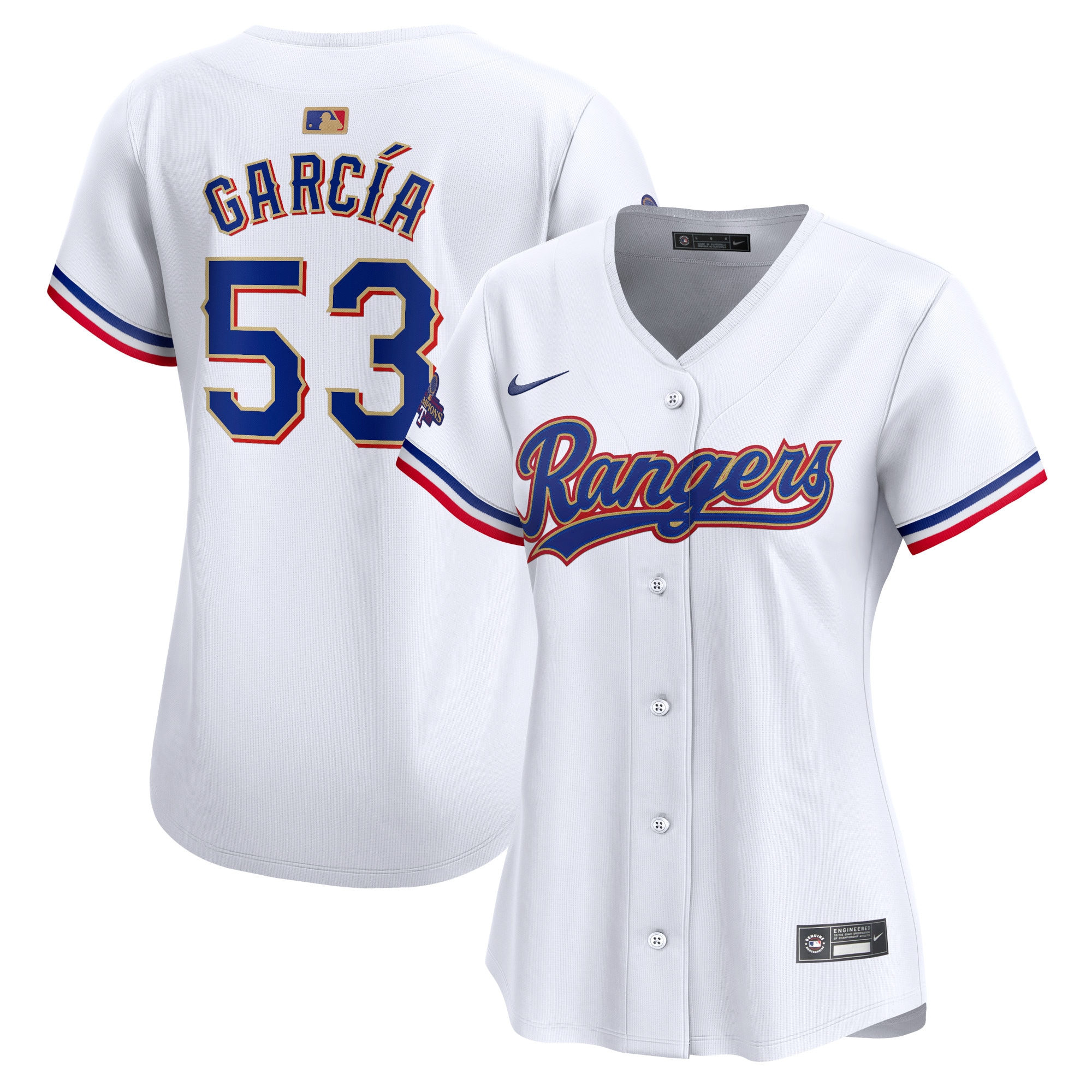 Adolis Garcia Texas Rangers Women's 2024 Gold Collection Limited Player Jersey  White