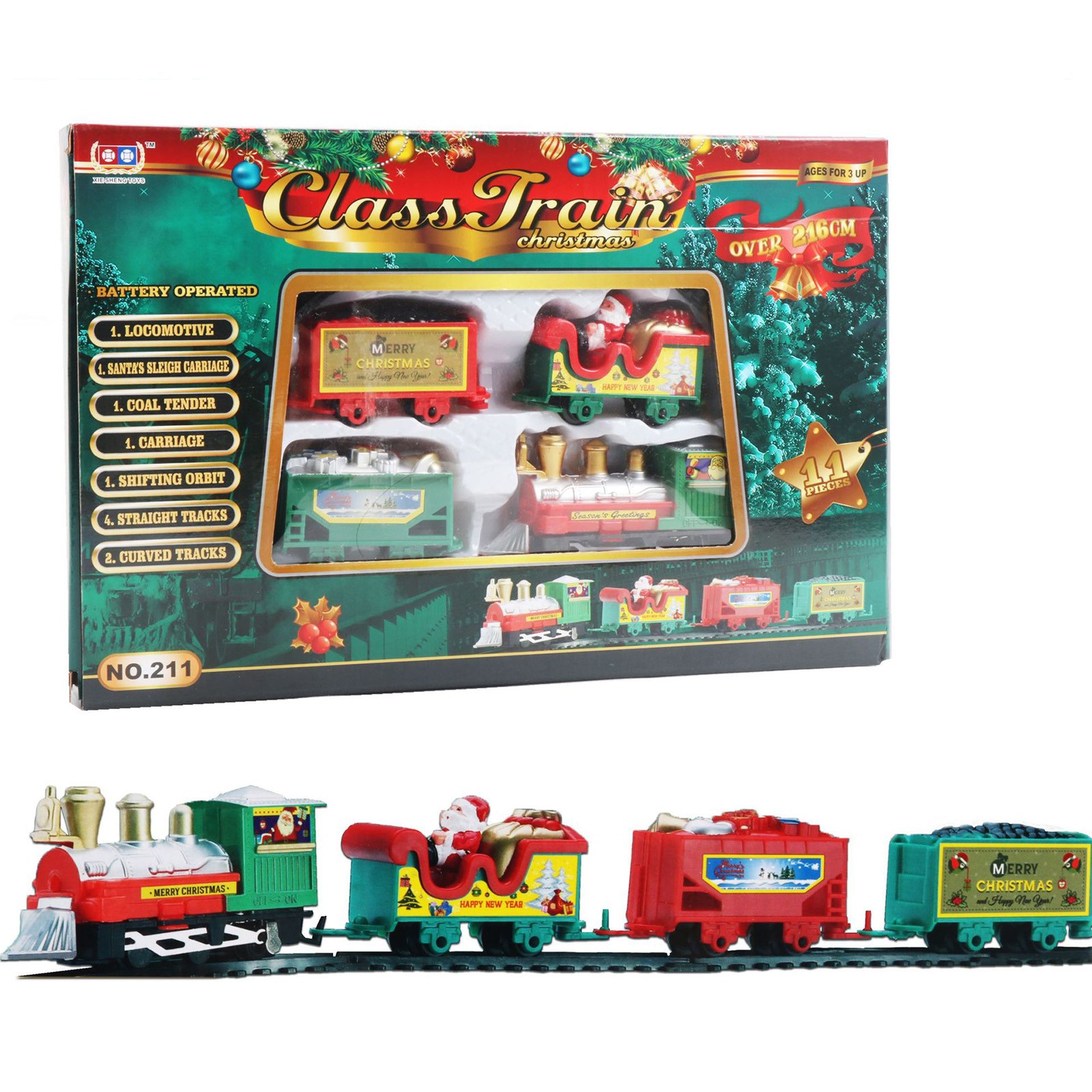 2022 Christmas Train Electric Toy Christmas Tree Decoration Train Track Frame Railway Car With Realistic Rail Car Christmas Gift alx
