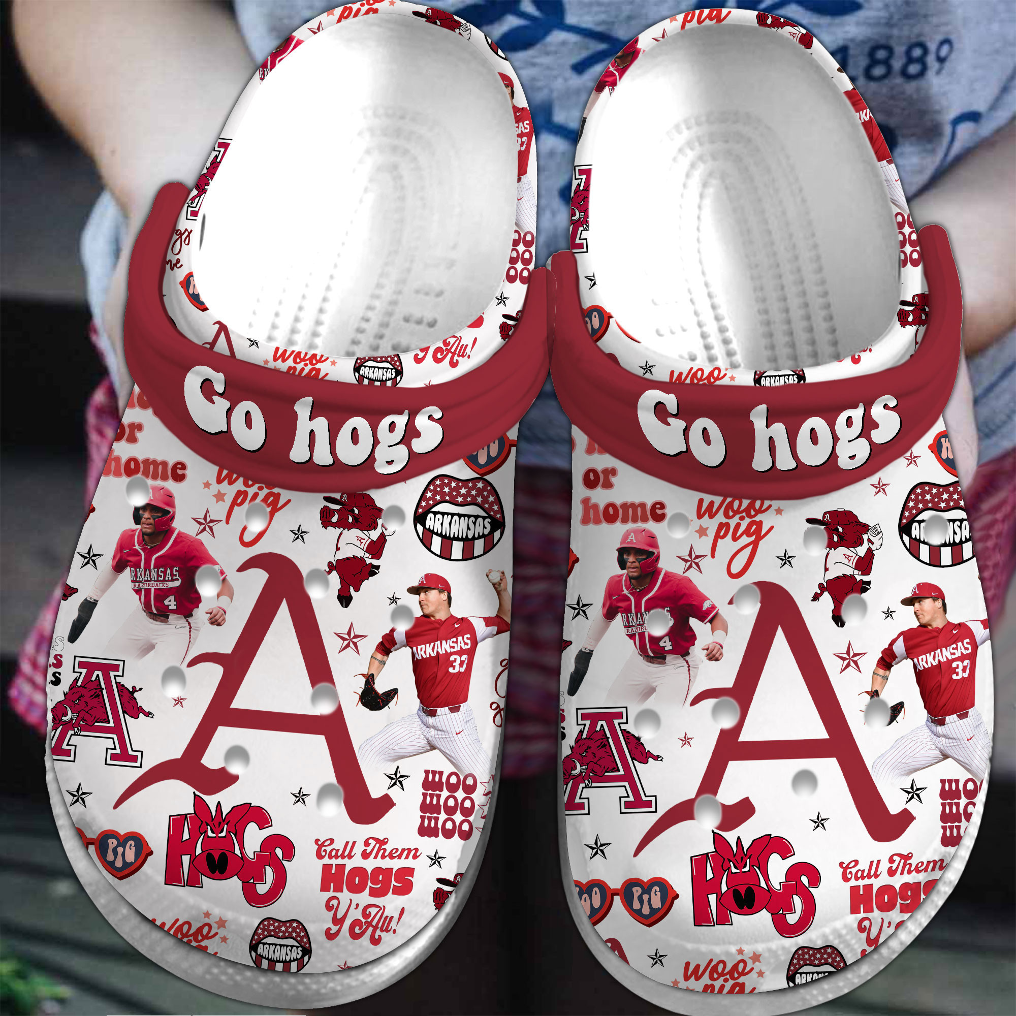 Premium Arkansas Razorbacks NCAA Sport Crocs Crocband Clogs Shoes Comfortable For Men Women and Kids 2