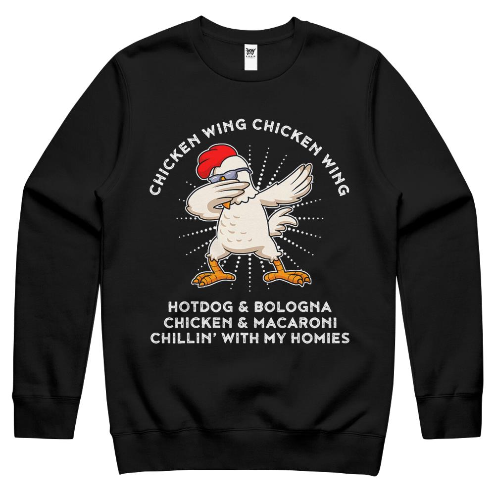 Chicken Wing Chicken Wing Shirt Song Lyric Hot Dog Bologna Crewneck Sweatshirt