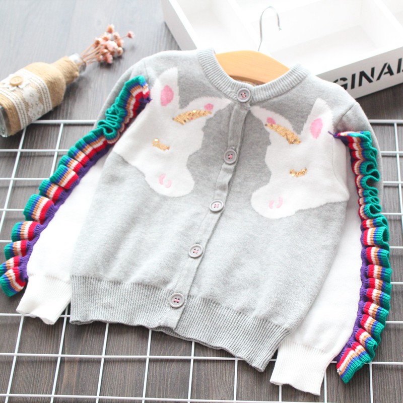 Baby Girls Clothes Toddler Cardigan Sweater Girl Clothing Cute Sequin Unicorn Sweaters Baberos Vestidos Christmas Tassel Coat alx