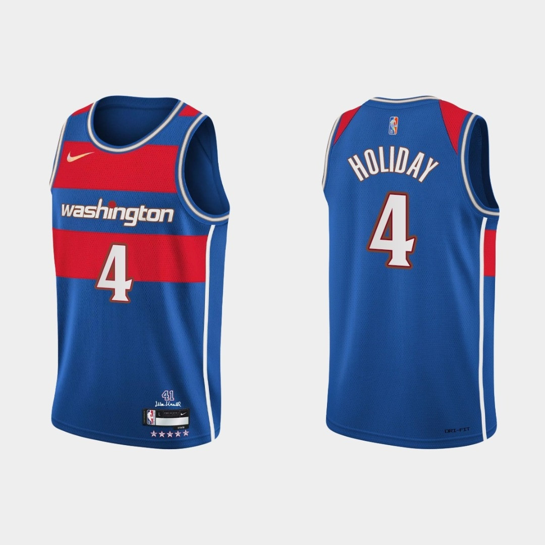 Washington Wizards Aaron Holiday #4 NBA Basketball City Brandedition Blue Jersey Gift For Wizards Fans