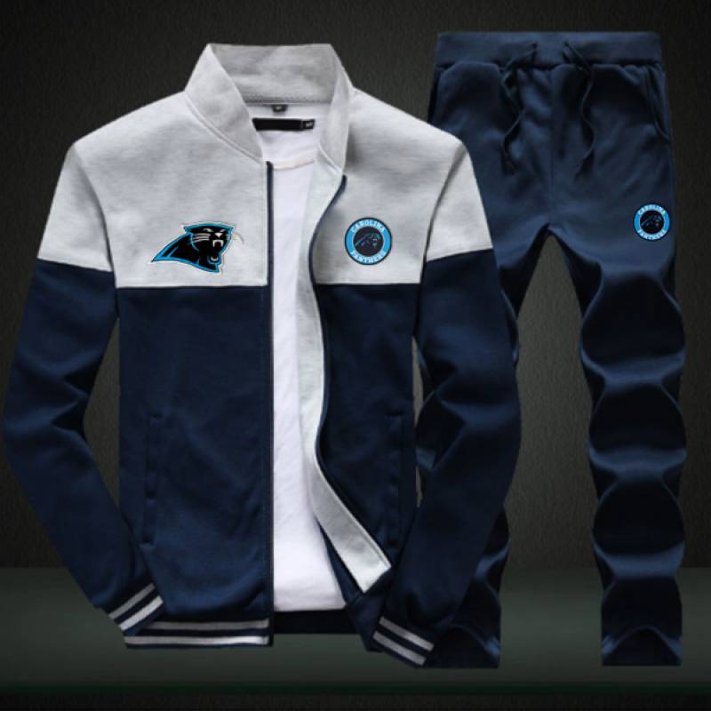 Carolina Panthers Sweatshirt +Sweatpants Mens Clothing 2 Pieces Sets Slim Tracksuit