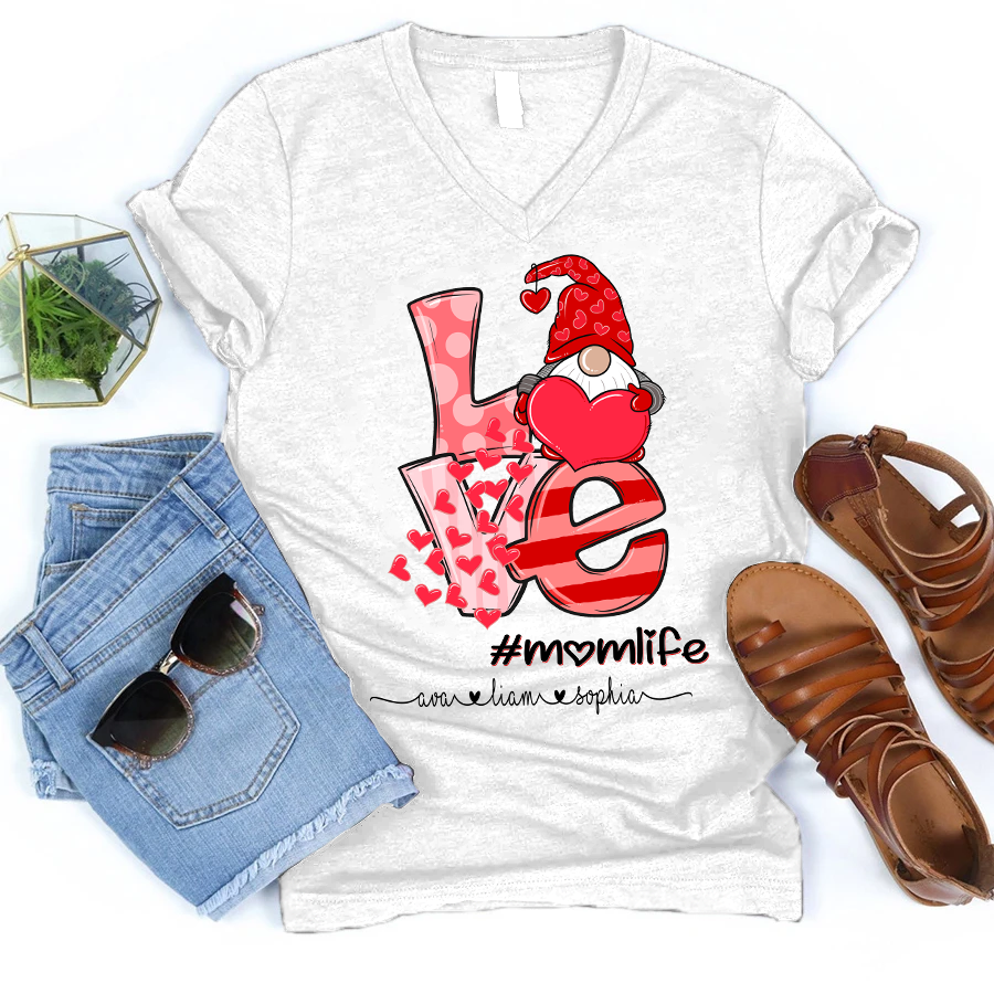Mom Life – Valentine  Personalized V-Neck Shirt