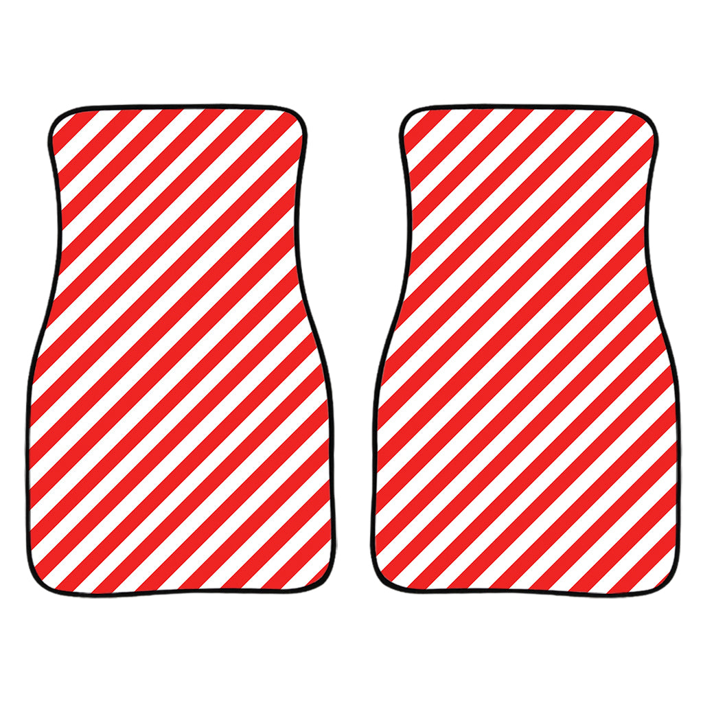 Red And White Candy Cane Striped Print Front Car Floor Mats