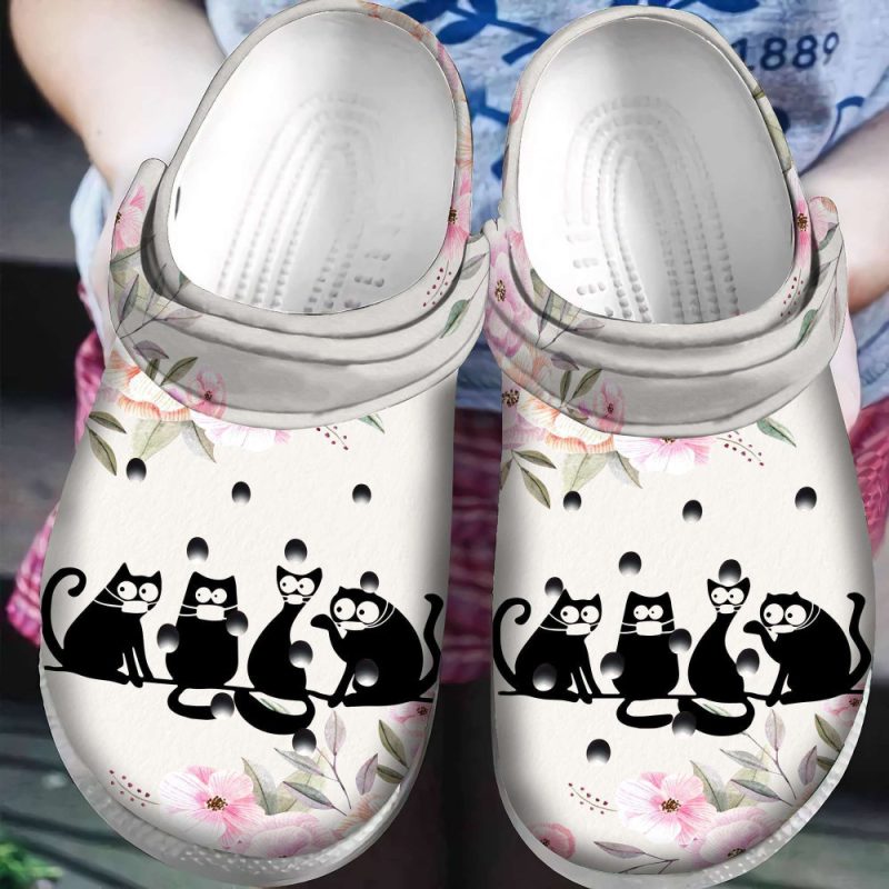 Cat Black Rubber clog Shoes Comfy Footwear