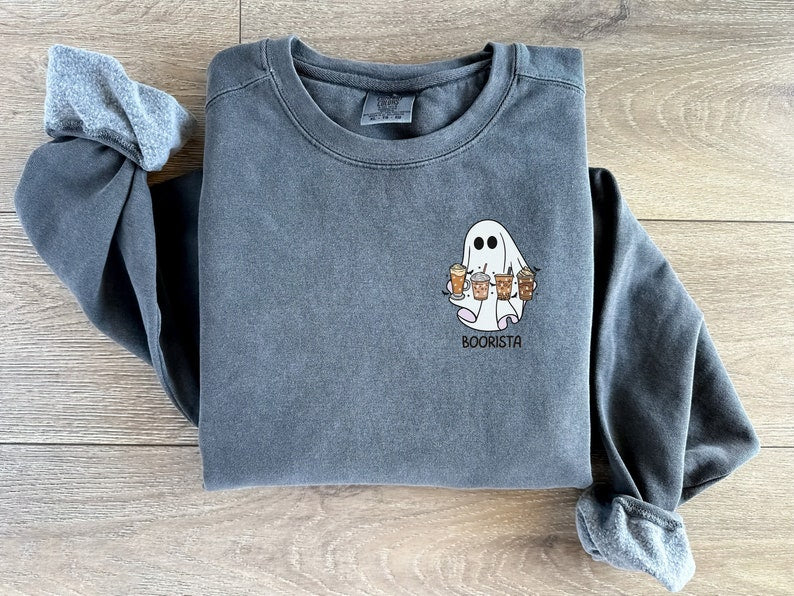 Ghost Halloween Embroidered Sweatshirt 2D Crewneck Sweatshirt All Over Print Sweatshirt For Women Sweatshirt For Men Sws4127