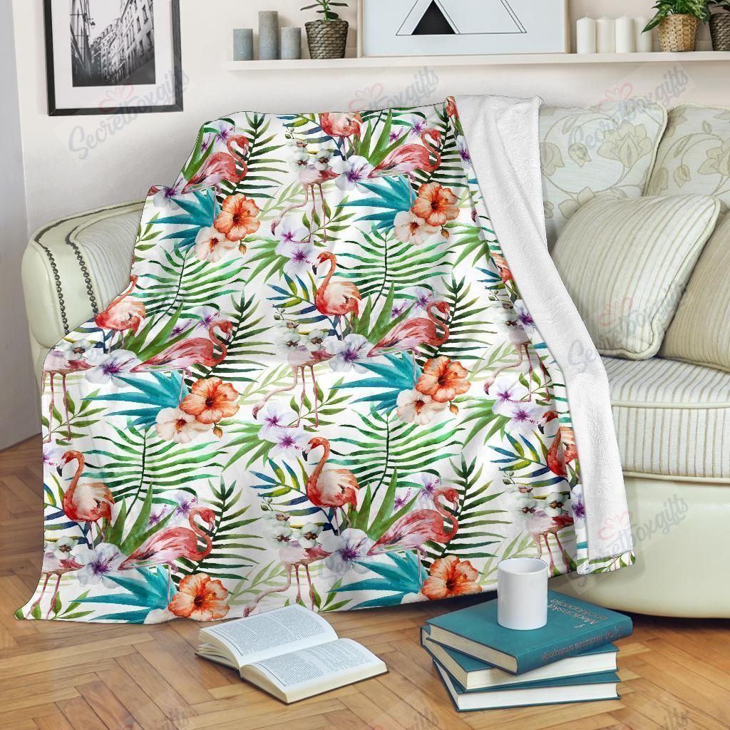 Flamingo Flower Leaves Pattern Gs-Cl-Dt1903 Fleece Blanket