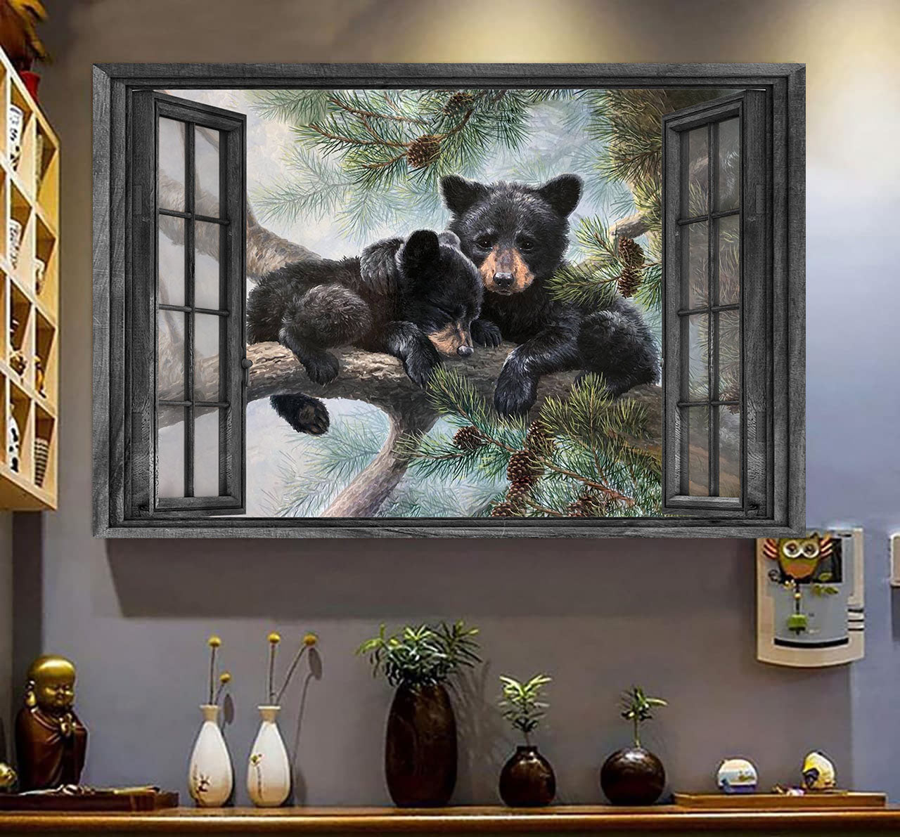 Bear 3D Wall Art Prints 3D Wild Animals Lover Home Decoration Gift Idea Gift Father Day Bear Couple