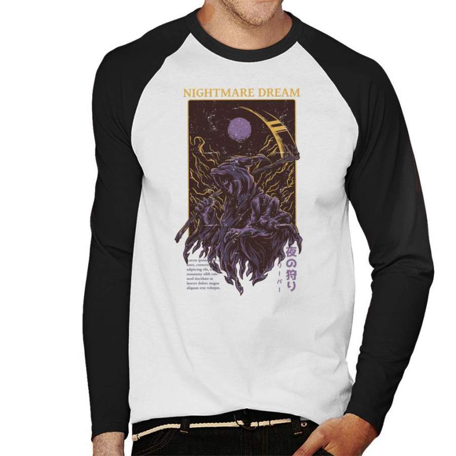 Nightmare Dream Grim Reaper Men’s Baseball Long Sleeved T-Shirt