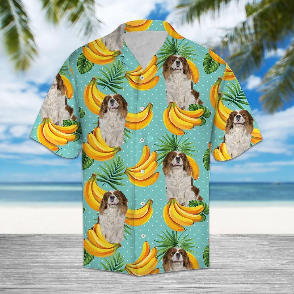 Tropical Banana Cavalier King Charles Spaniel Aloha Hawaiian Shirt Colorful Short Sleeve Summer Beach Casual Shirt For Men And Women